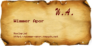Wimmer Apor névjegykártya
